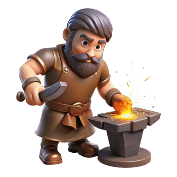 beautiful classic A Stoic Dwarf Blacksmith Forging a Magica png
