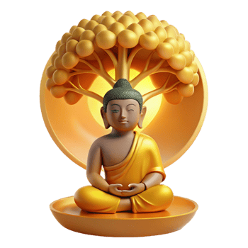 dramatic classic Serene Buddha Meditating Under Bodhi Tree detailed png