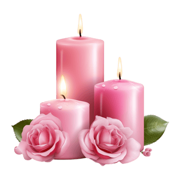 Three glowing pink cles surrounded by roses png