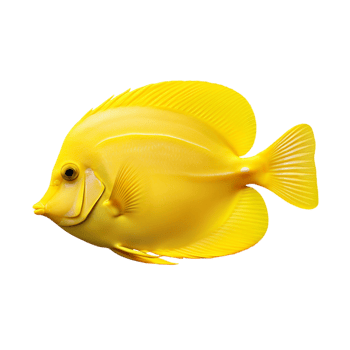 yellow tropical fish swimming in a white png