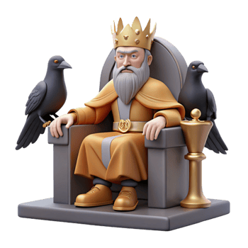 serene minimalist A Wise Odin Seated on His Throne Flanke professional png