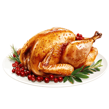 roasted turkey served on a plate garnish png