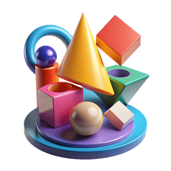 vibrant minimalist A Chaotic Composition of Geometric Shap high quality png