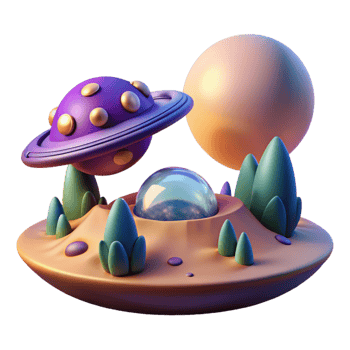 magnificent abstract A Spaceship Landing on a Lush Alien Plan professional png