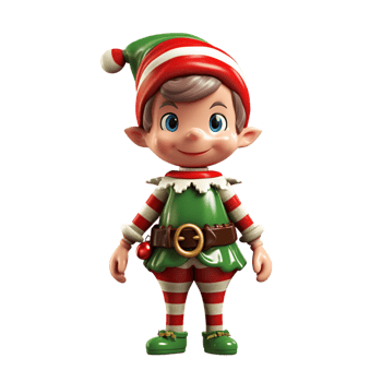 Cute Christmas elf wearing a festive green red outfit png