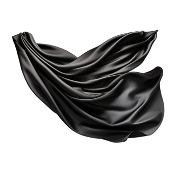Flowing black silk fabric a shiny texture png