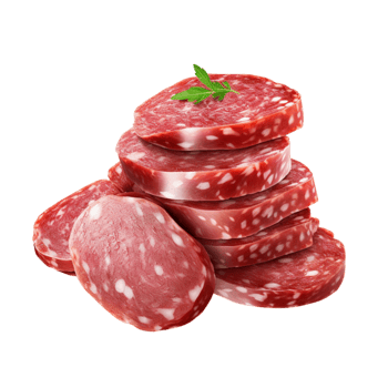 Stack of salami slices a garnish on top png