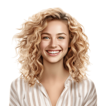 Beautiful blonde woman curly hair smiling ly png