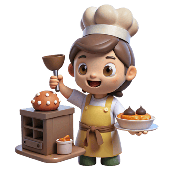 elegant abstract serene abstract A Mischievous Brownie Baking a Cake in A genuine high quality png