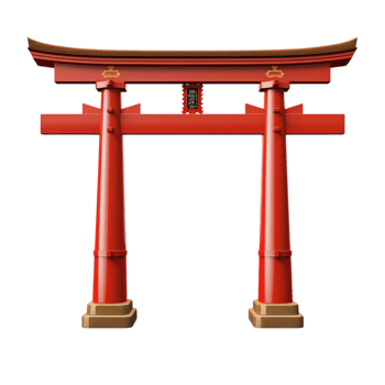 Traditional Japanese Torii gate ed red gold details png