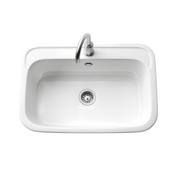 Clean white ceramic sink a silver faucet drain png