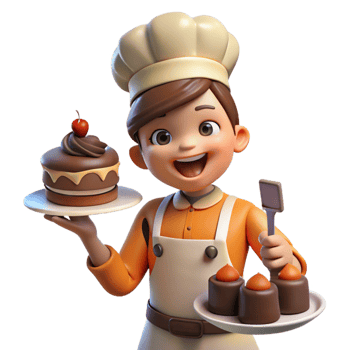 impressive creative dramatic modern A Mischievous Brownie Baking a Cake in A genuine premium png