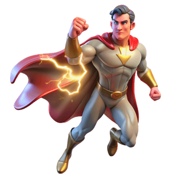 stunning abstract Portrait of a Powerful Superhero with a Fl genuine png