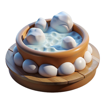 serene traditional A Bubbling Hot Spring Surrounded by Snow high resolution png