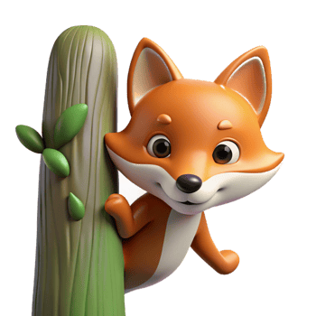 vibrant abstract A Sly Fox Peering out from Behind a Tree high resolution png
