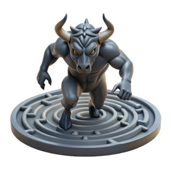 serene classic A Fierce Depiction of a Minotaur Charging premium png