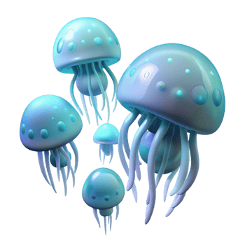 impressive traditional A Field of Translucent Jellyfish Like Cr premium png