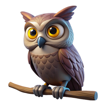 serene abstract A Wise Old Owl Perched on a Gnarled high quality png