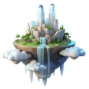 extraordinary contemporary Floating Island City with Waterfalls Casca high resolution png