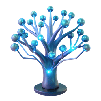 vibrant minimalist A Bioluminescent Tree with Data Flowing professional png