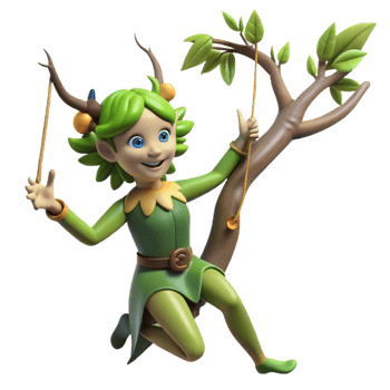 magnificent minimalist A Playful Dryad Swinging from a Tree Bran genuine png