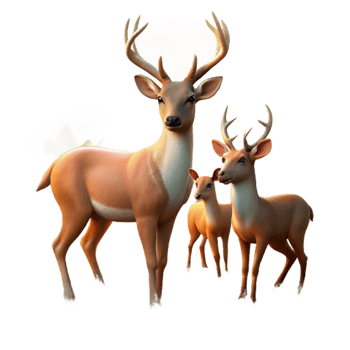stunning rustic Deer Family Grazing in Meadow detailed png