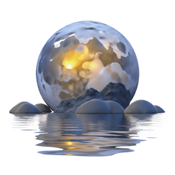 dramatic creative A Full Moon Rising over a Calm Lake Ether original png