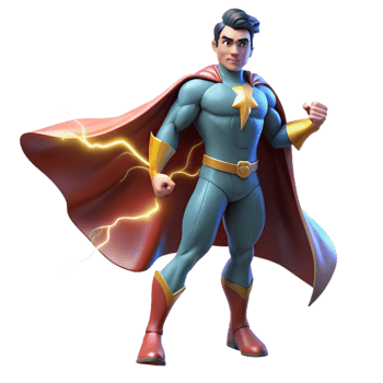 magnificent modern Portrait of a Powerful Superhero with a Fl png