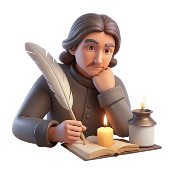 magnificent abstract Portrait of a Writer with a Quill and Par authentic png