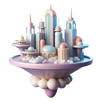 stunning artistic magnificent contemporary A Futuristic City Floating Among the Cloud exclusive original png