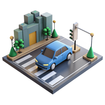 stunning artistic A Self Driving Car Navigating a Busy Inters detailed png