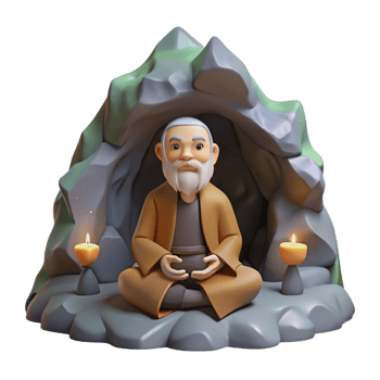 wonderful artistic A Wise Old Hermit Meditating in a Secluded detailed png