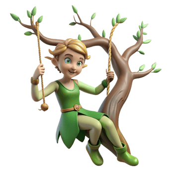 wonderful vintage A Playful Dryad Swinging from a Tree Bran premium png