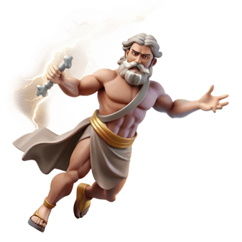vibrant minimalist A Powerful Zeus Hurling a Thunderbolt Lig high resolution png