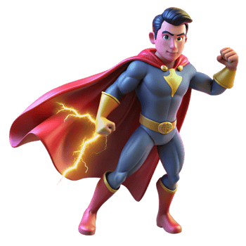 impressive vintage Portrait of a Powerful Superhero with a Fl high resolution png