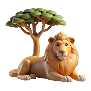 wonderful artistic A Regal Lion Pride Resting Under the Sha high quality png
