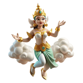 magnificent modern Apsara Dancing in Clouds professional png