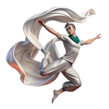 beautiful abstract Portrait of a Dancer in Mid Leap with Flo png