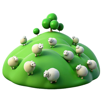 vibrant abstract A Rolling Green Hill Dotted with Sheep G high quality png