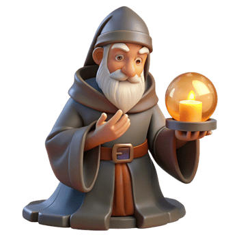 impressive artistic A Wise Old Wizard Studying a Glowing Orb authentic png
