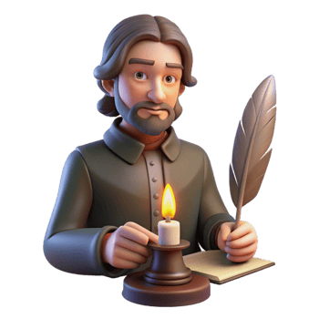impressive contemporary Portrait of a Melancholic Poet with a premium png