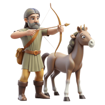 magnificent vintage A Wise Old Centaur Teaching Archery to a Y original png