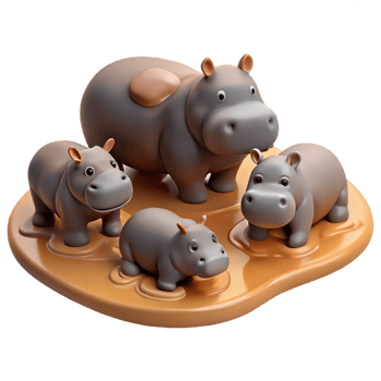 elegant vintage A Group of Hippos Wallowing in Muddy Wa authentic png