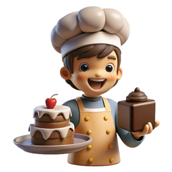 dramatic abstract beautiful rustic A Mischievous Brownie Baking a Cake in A authentic authentic png