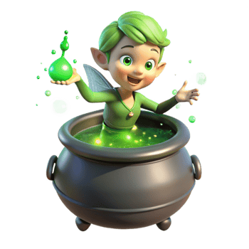 serene traditional A Mischievous Pixie Hovering Above a Bub authentic png