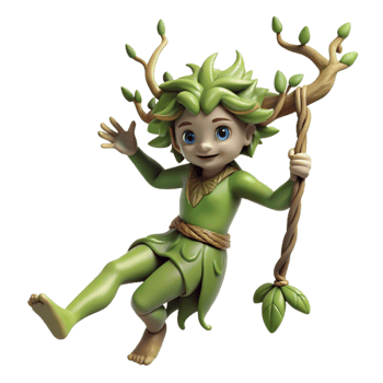 extraordinary creative A Playful Dryad with Bark Like Skin Swing premium png