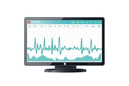 Medical Monitor with Heartbeat Pattern Displays Vital Data png