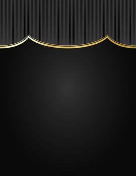 Black draped curtain background for photography, theater, vip interior, concert, fashion shows, highend events, gothic or modern home decor, exhibition booths. with empty copy space vector