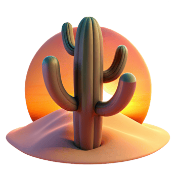 serene rustic A Desert Cactus at Sunset Warm Hues And png