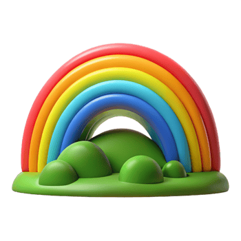 beautiful vintage A Vibrant Rainbow Arching over a Green V detailed png